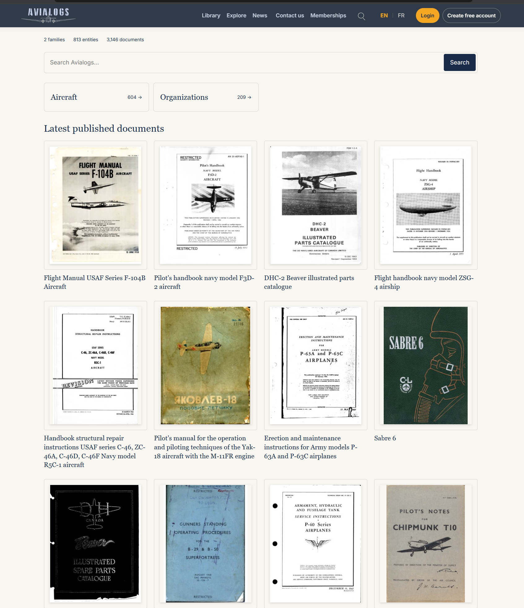 A preview of the Avialogs library and its latest published aviation documents.