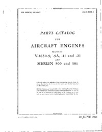 AN 02-55AD-4 Parts Catalog for aircraft engines V-1650-9,9A, -11 and -21 and Merlin 300 and 301