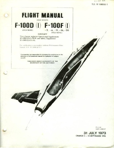 Avialogs: Aviation Library - T.O. 1F-100D(I)-1 Flight Manual F-100D - F ...