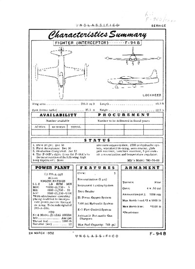 Avialogs: Aviation Library - F-94B Starfire Characteristics Summary ...