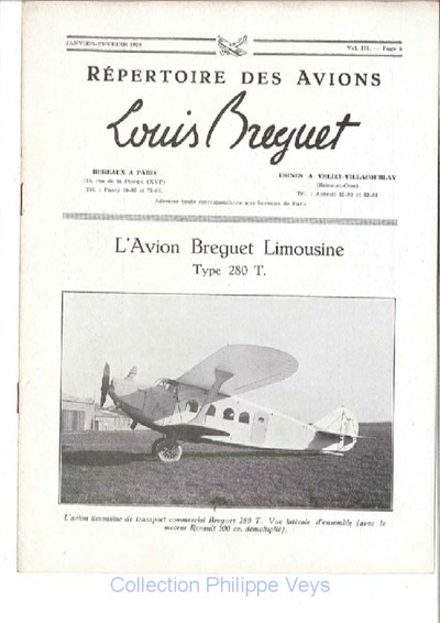 Avialogs Aviation Library L avion Breguet Limousine Type 280T