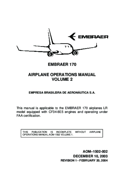 Avialogs: Aviation Library - Embraer 170 Airplane Operations Manual ...