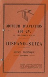 Moteur d&#039;aviation 450cv 12W Hispano Suiza - Notice technique provisoire