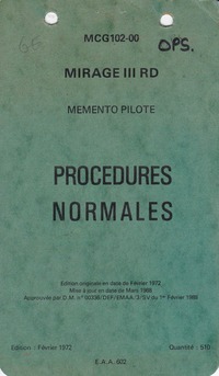 MCG102-00 Mirage IIIRD - Memento pilote - Procedures normales