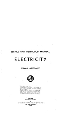 Service and Instruction manual - Electricity - PB4Y-2 Airplane
