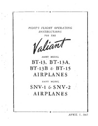 Pilot&#039;s Flight Operating Instructions for the Valiant BT-13, BT-13A, BT-13B &amp; BT-15 Airplanes