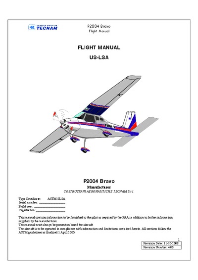 Avialogs: Aviation Library - 2285 P2004 Bravo Flight Manual