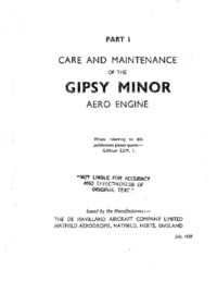 Care and Maintenance of the Gipsy Minor Aero Engine