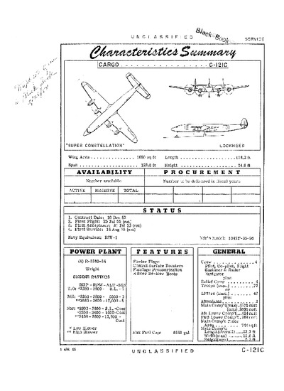 Avialogs: Aviation Library - C-121C Super Constellation Characteristics ...