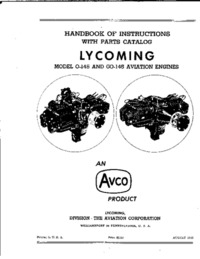 Handbook of Instructions with Parts Catalog Lycoming model O-145 and GO-145