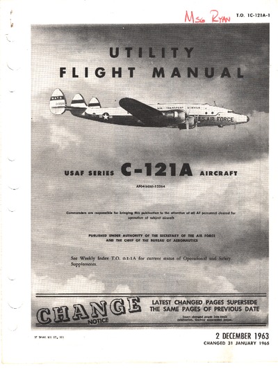 Avialogs: Aviation Library - T.O. 1C-121A-1 Utility Flight Manual C ...