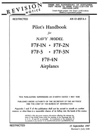 AN 01-85FA-1 Pilot&#039;s Handbook for F7F-1N, F7F-2N,F7F-3, F7F-3N, F7F-4N, Airplanes