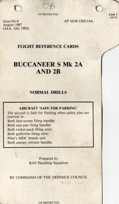 Avialogs Aviation Library A P 101b 1202 14a Flight Reference Cards Buccaneer S Mk 2a And 2b