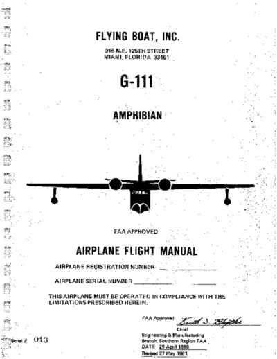 Avialogs: Aviation Library - Airplane Flight Manual G-111 Amphibian